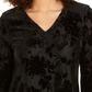 Alfani Women's Velvet Burnout Blouse Black Size X-Small