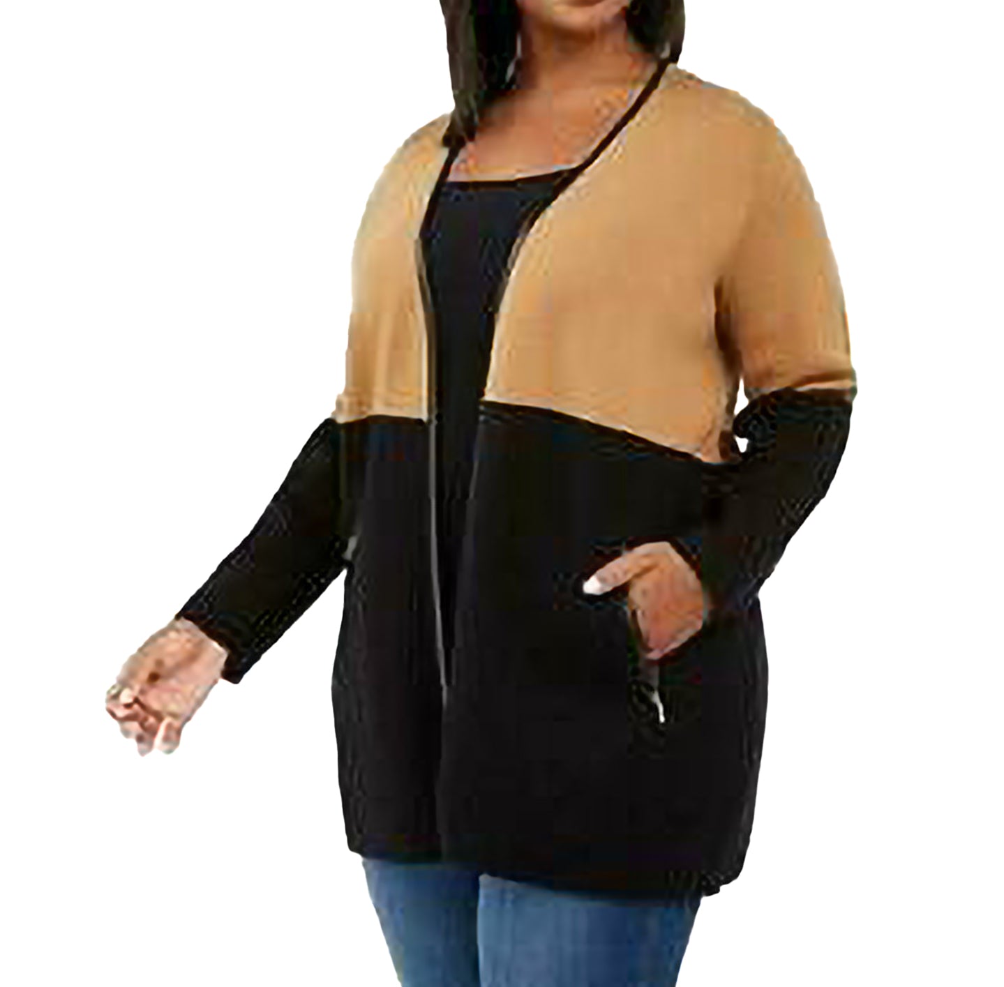 Charter Club Women's Plus Milano Two Tone Cardigan Brown Size 0X