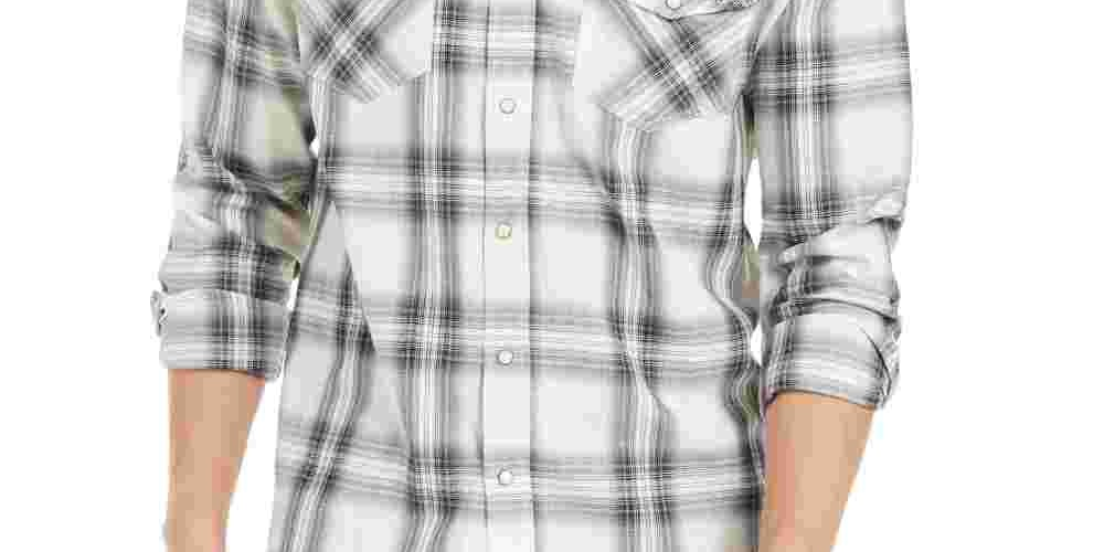 Sun + Stone Men's White Printed Collared Dress Shirt White Size Small