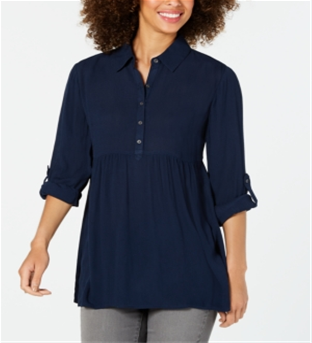 Style & Co Women's Babydoll Tunic Shirt Blue Size PP