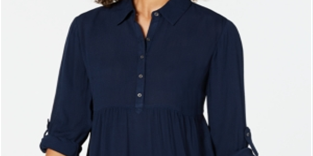 Style & Co Women's Babydoll Tunic Shirt Blue Size PP