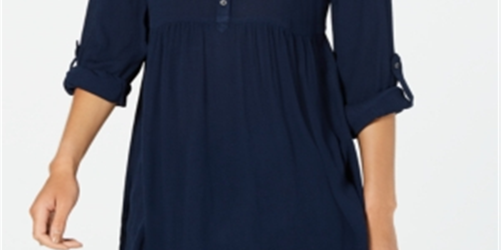 Style & Co Women's Babydoll Tunic Shirt Blue Size PP
