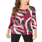 JM Collection Women's Sparkle Dot Printed Jacquard Top Pink Multi Size Petite S