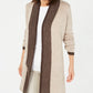 Karen Scott Women's Contrast Trim Open Front Cardigan Brown Size Large