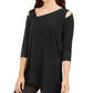 Alfani Women's Asymmetrical Cut Out Top Black Size PM