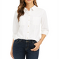 Charter Club Women's Button Down Cotton Corduroy Shirt White Size Petite XL