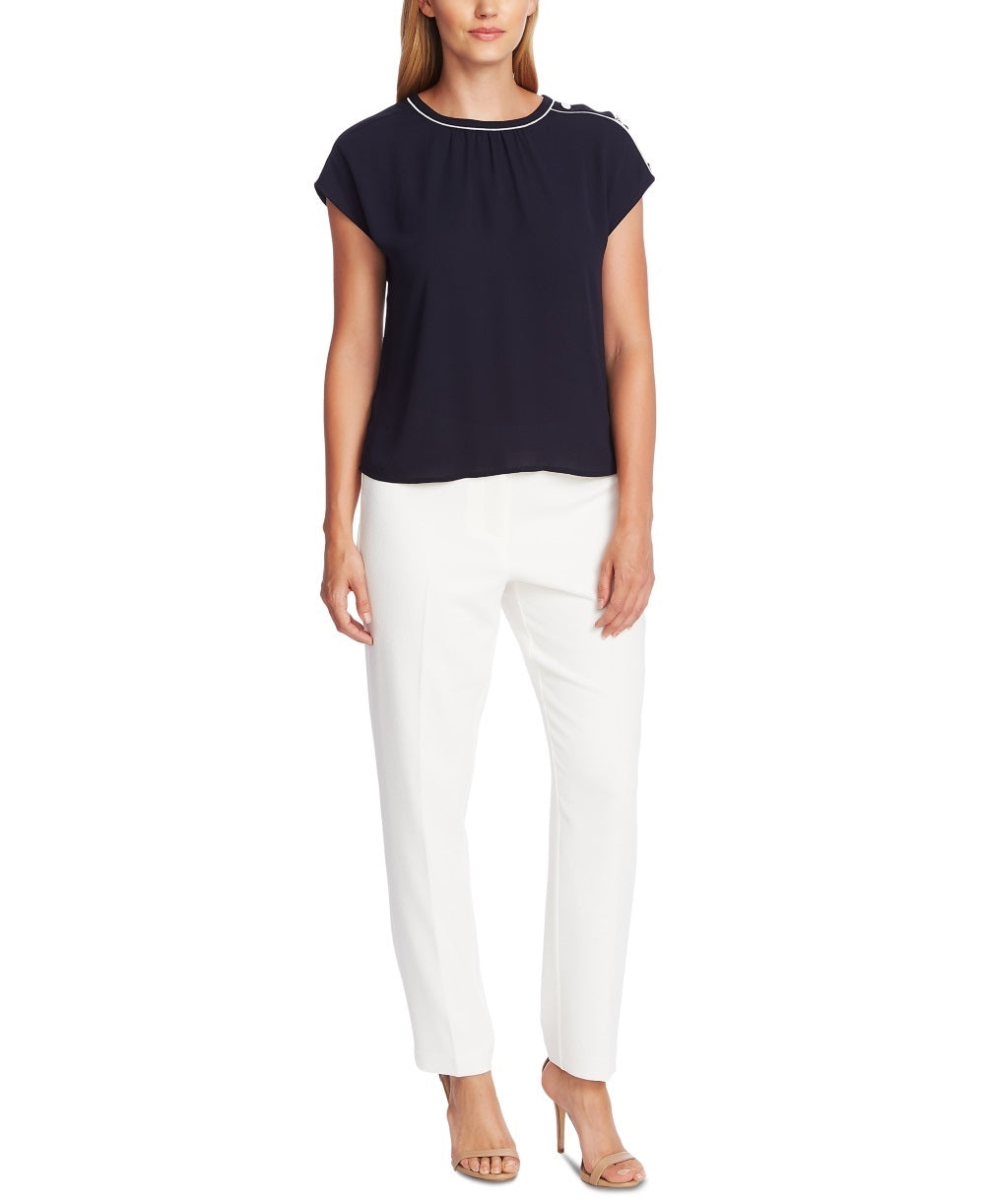 Vince Camuto Women's Vince Camuto Button Shoulder Top Blue Size Medium