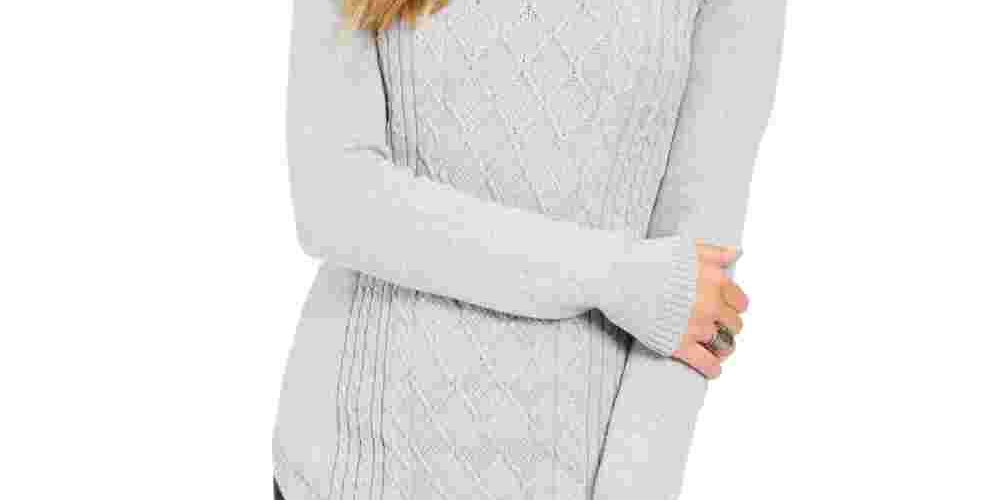 Charter Club Women's Printed Long Sleeve Crew Neck T-Shirt Top Gray Size