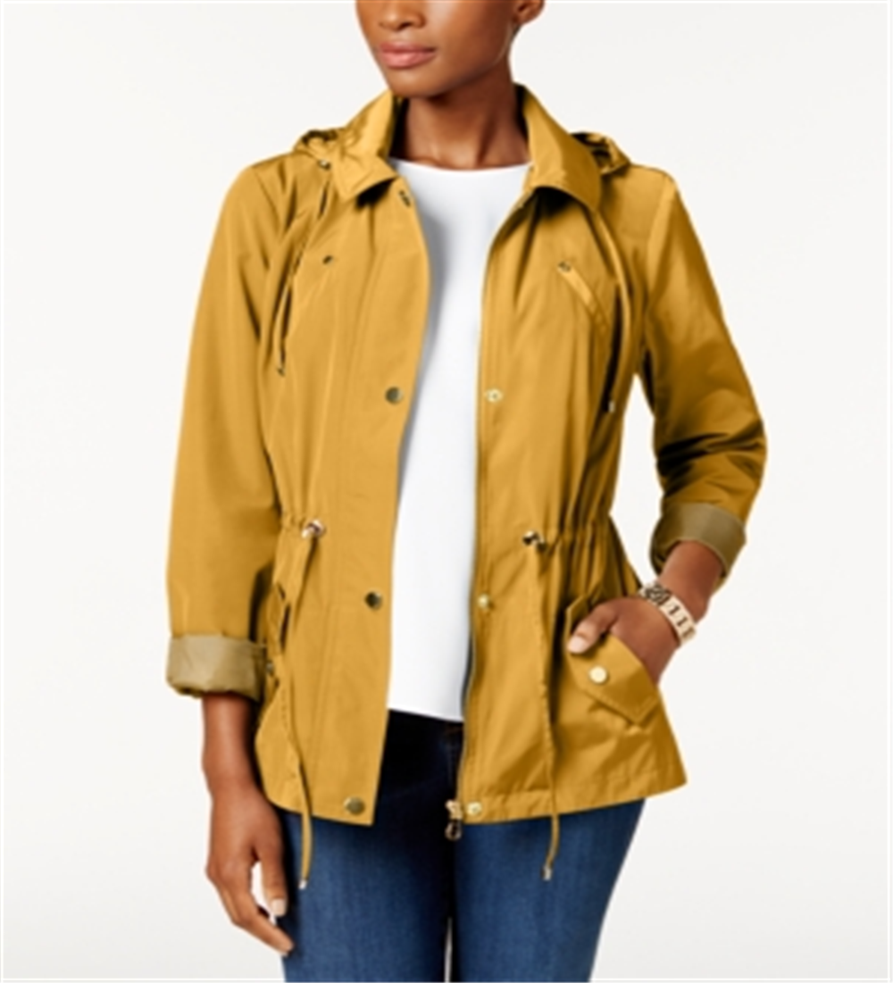 Charter Club Women's Water Resistant Hooded Anorak Jacket Yellow Size Petite S