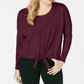 Style & Co Women's Tie Front Sweater Wine Size -PP