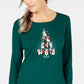 Karen Scott Women's Penguin Tree Graphic Top Green Size Medium