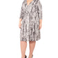 NY Collection Women's Plus Size Animal Print Faux Wrap Dress Black Size 2X