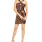 Guess Women's Sequined Halter Sheath Dress Beige Size 14