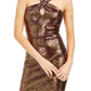 Guess Women's Sequined Halter Sheath Dress Beige Size 14