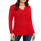 चार्टर क्लब वी नेक स्वेटर महिलाओं के लिए रैविशिंग रेड छोटे आकार का एम