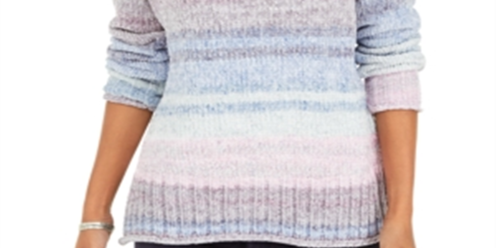Style & Co Women's Crewneck Chenille Sweater Purple Size Petite S