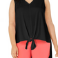 Alfani Women's Plus Sleeveless Tie Hem High Low Top  Black Size 4X