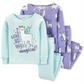 Carter's Girl's Sleep Bottoms Print Stripe Woke up This Magical Llama Two Pair Pajama Set Blue Size 3T