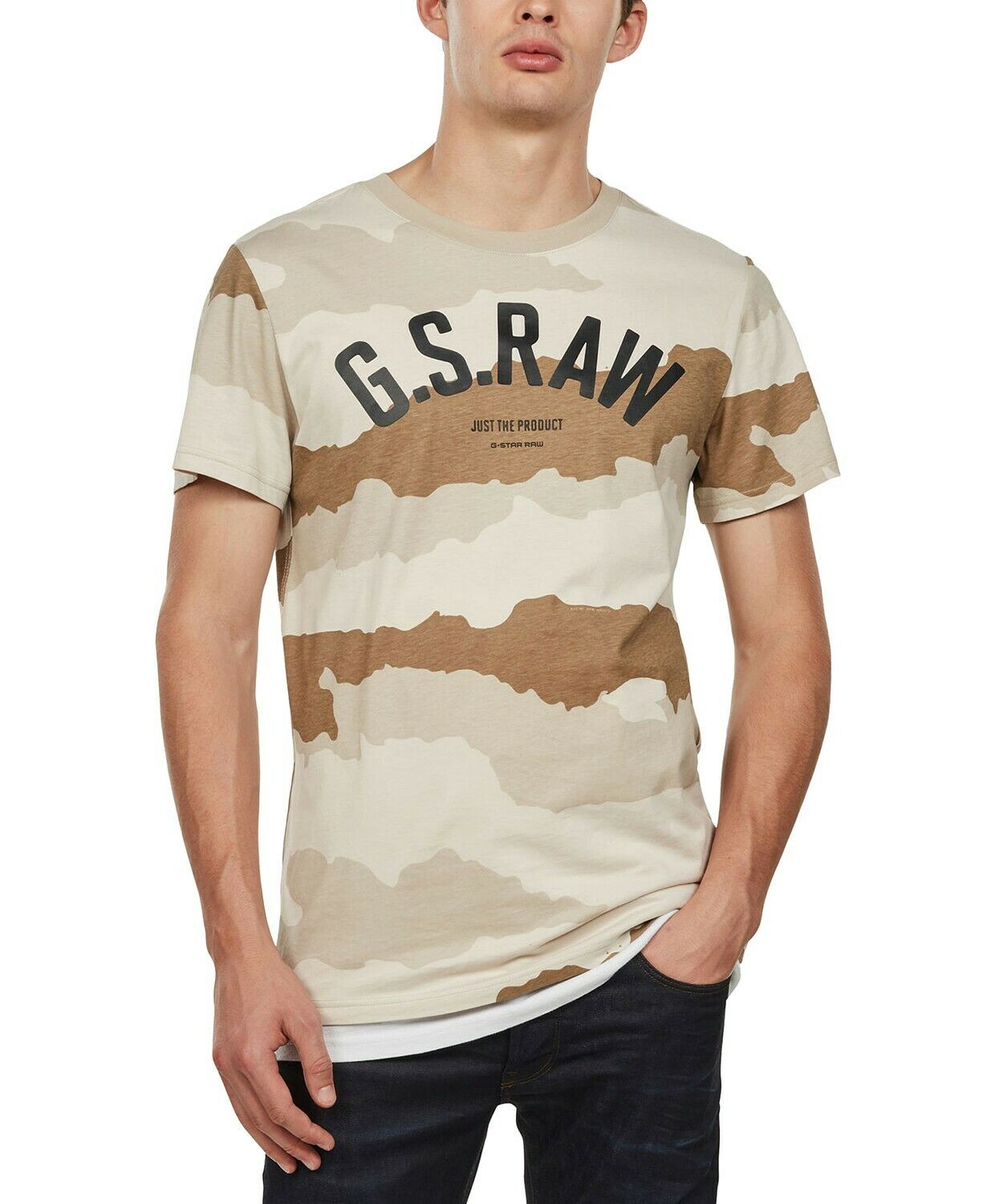 G-Star Raw Men's Camouflage Logo T-Shirt Brown Size XXL