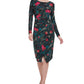 Tommy Hilfiger Women's Floral Long Sleeve Boat Neck Midi Sheath Dress Black Size 4