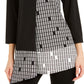 Alfani Women's Mixed Print Asymmetrical Hem Top Black- White Size Petite S