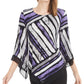 Alfani Women's Petite Printed Pointed-Hem Top  Purple Size PM