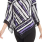 Alfani Women's Petite Printed Pointed-Hem Top  Purple Size PM