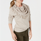 Style & Co Women's Fringed Cowl Neck Sweater Beige Size Petite S