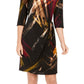 Robbie Bee Women's Printed Faux Wrap Dress Black Size Petite L