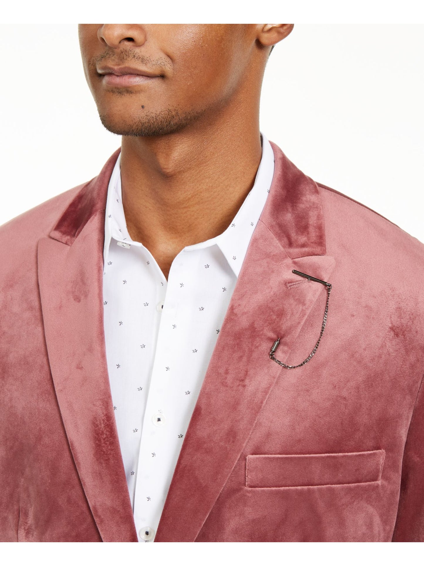 INC International Concepts Men's Big & Tall Velvet Slim Fit Two Button Blazer Wine Size XLT