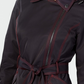Michael Kors Women's Asymmetrical Belted Raincoat Blue Size X-Large