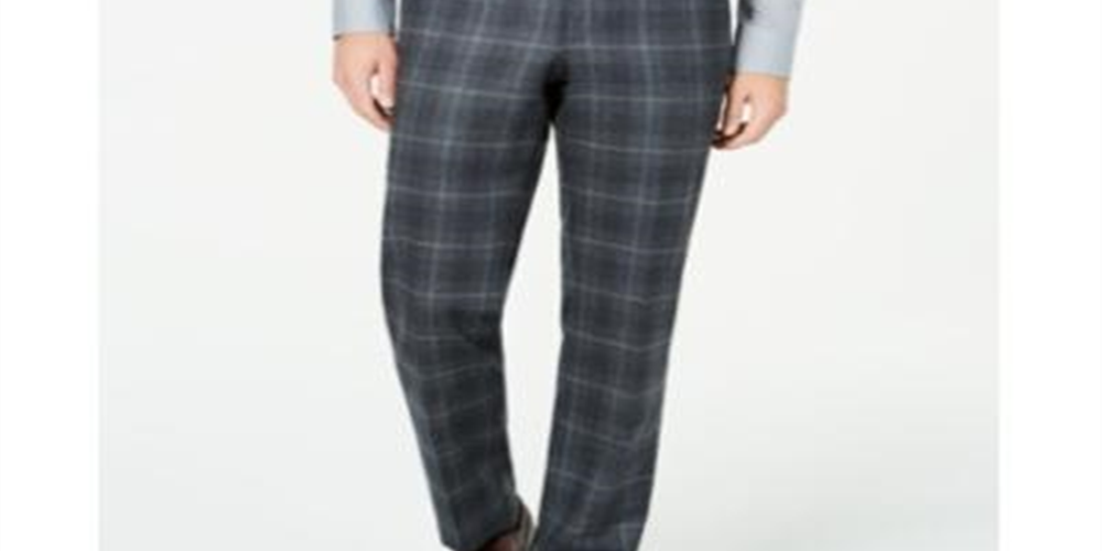 Ralph Lauren Men's Ultra Flex Plaid Dress Pants Black Size 36W