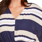 Charter Club Women's Tie Waist Striped Poncho Top Blue Size X-Large