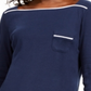Karen Scott Women's Piping Trim T-Shirt Blue Size Petite XL