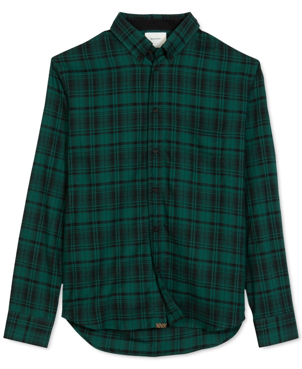 Billy Reid Men's Taped Tuscumbia Regular-Fit Plaid Shirt Green Size Small