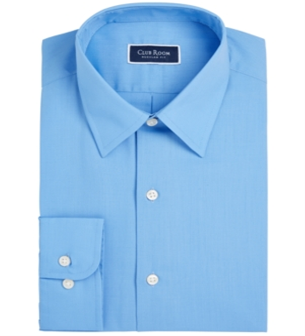 Club Room Men's Regular Fit Solid Dress Shirt Blue Size L 16/5