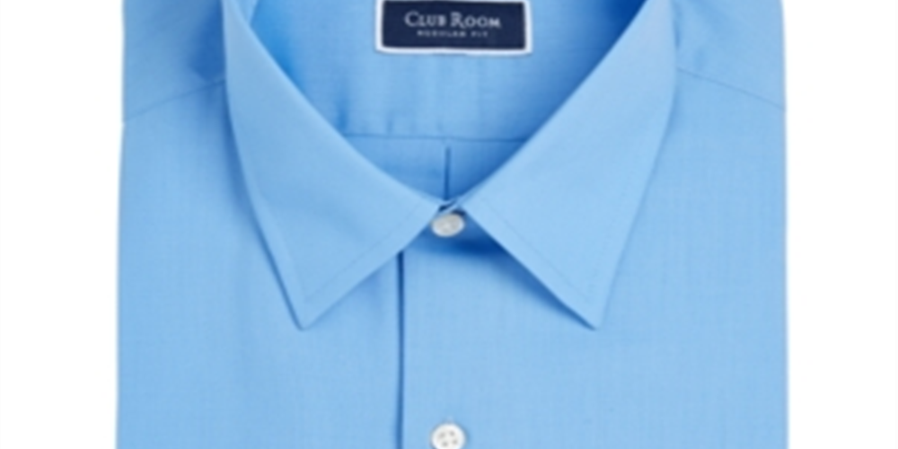 Club Room Men's Regular Fit Solid Dress Shirt Blue Size L 16/5