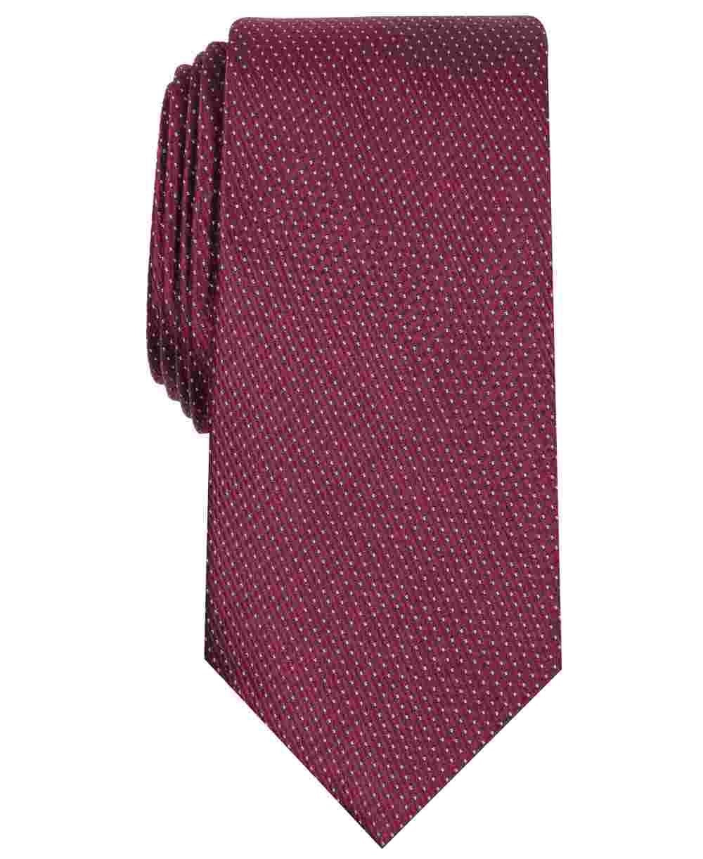 Perry Ellis Men's Glenwilton Classic Mini-Dot Check Tie Wine Size Regular