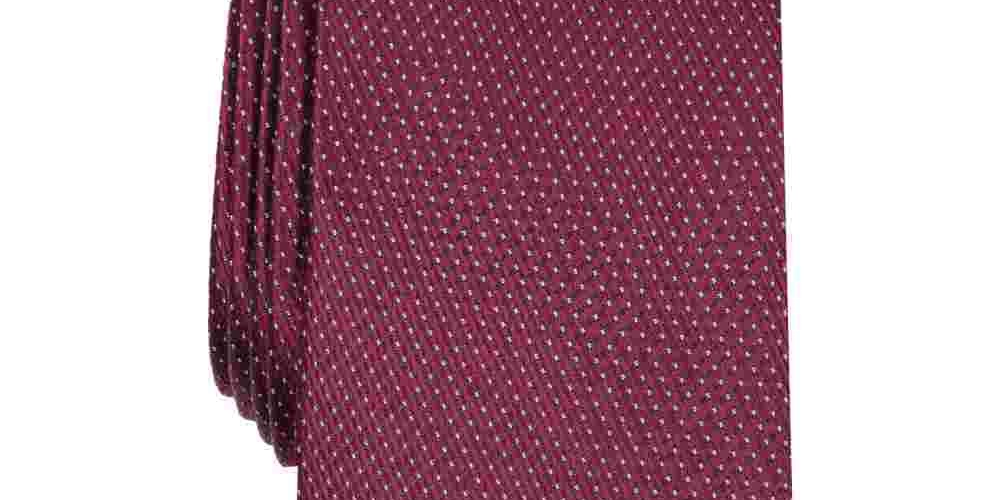 Perry Ellis Men's Glenwilton Classic Mini-Dot Check Tie Wine Size Regular