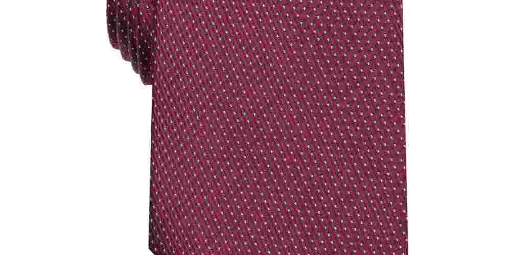 Perry Ellis Men's Glenwilton Classic Mini-Dot Check Tie Wine Size Regular