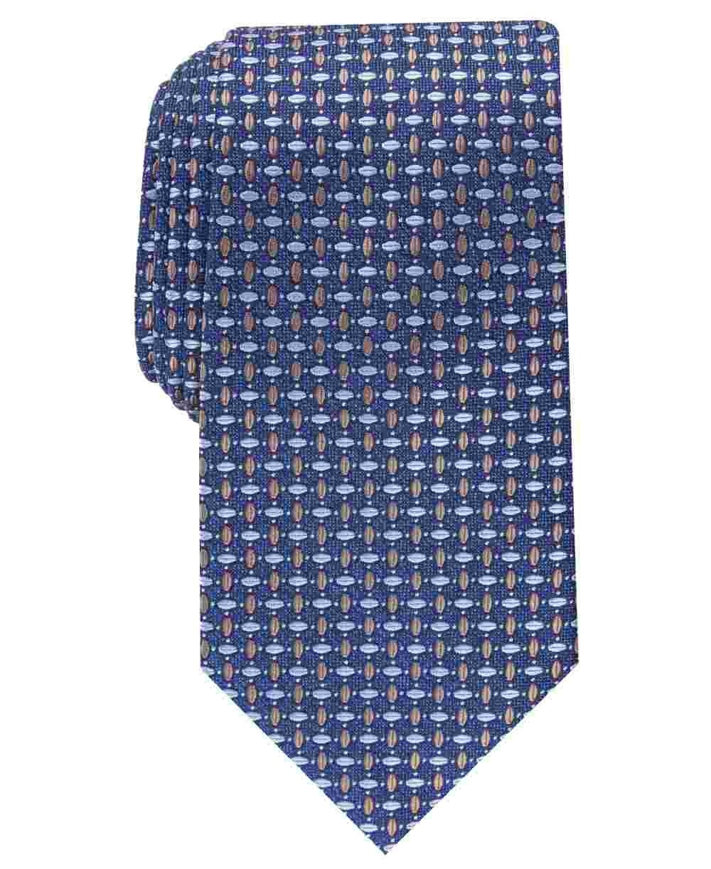 Perry Ellis Men's Blue Geometric Slim Neck Tie Beige Size Regular