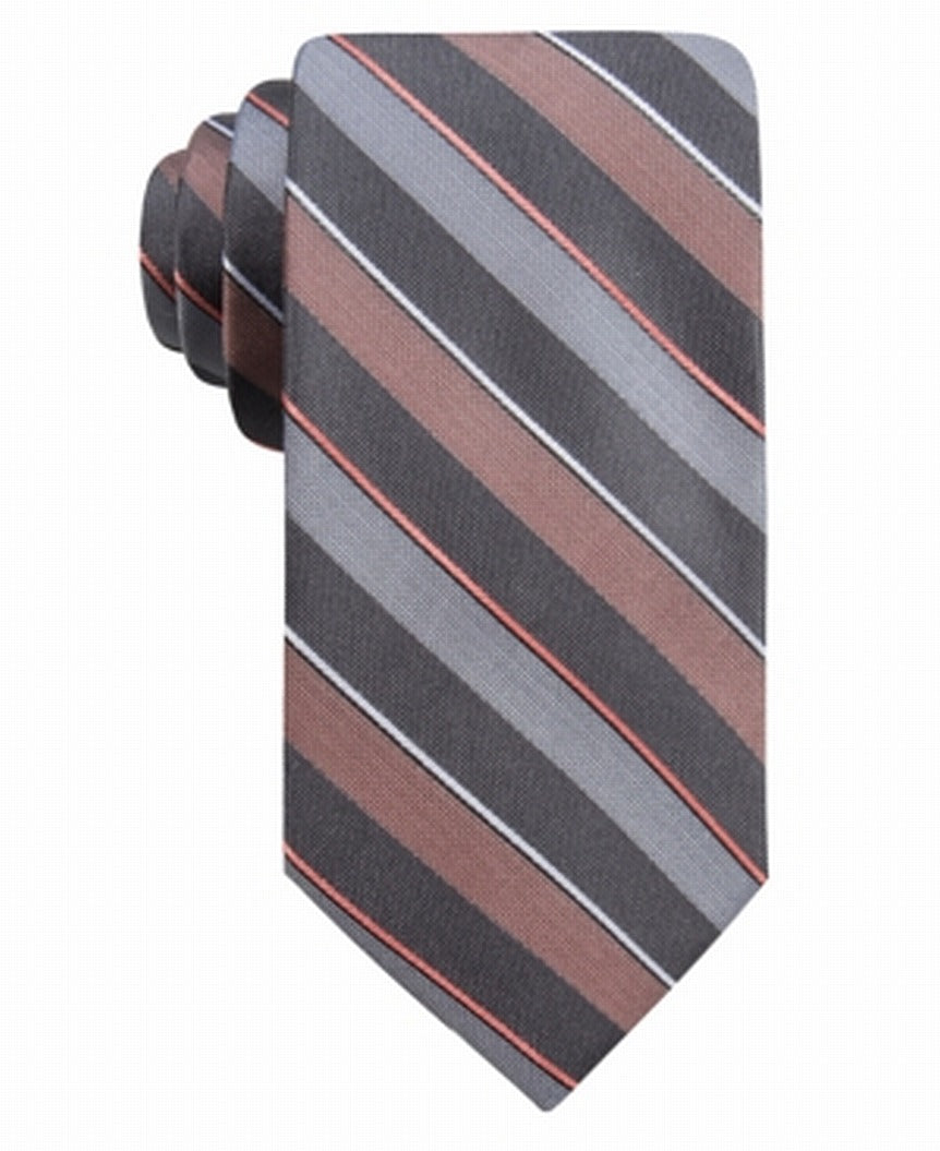 Ryan Seacrest Distinction Men's Braggs Striped Slim Silk Neck Tie Orange One Size