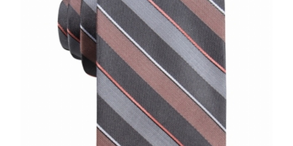 Ryan Seacrest Distinction Men's Braggs Striped Slim Silk Neck Tie Orange One Size