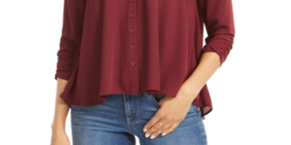 Style & Co Women's Swing Blouse Wine Size Petite L