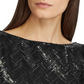 Ralph Lauren Women's Black Sequined Long Sleeve Jewel Neck Maxi Sheath Evening Dress Black Size 4