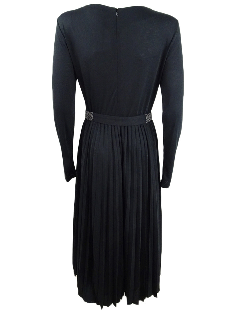 Marella Women Zufolo Pleated MIDI Dress Black Size M