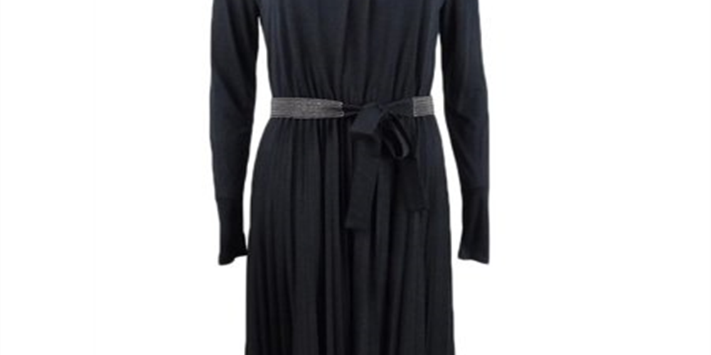 Marella Women Zufolo Pleated MIDI Dress Black Size M