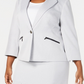 Le Suit Women's Plus Size Single-Button Zip Skirt Suit Navy Size Petite Small