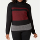 Karen Scott Women's Colorblocked Cotton Turtleneck Sweater Black-Red Size Petite L