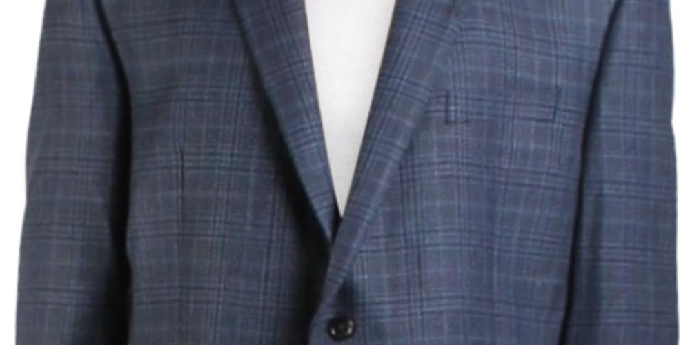 Ralph Lauren Men's Plaid Printed Wool Blazer Blue Size 46
